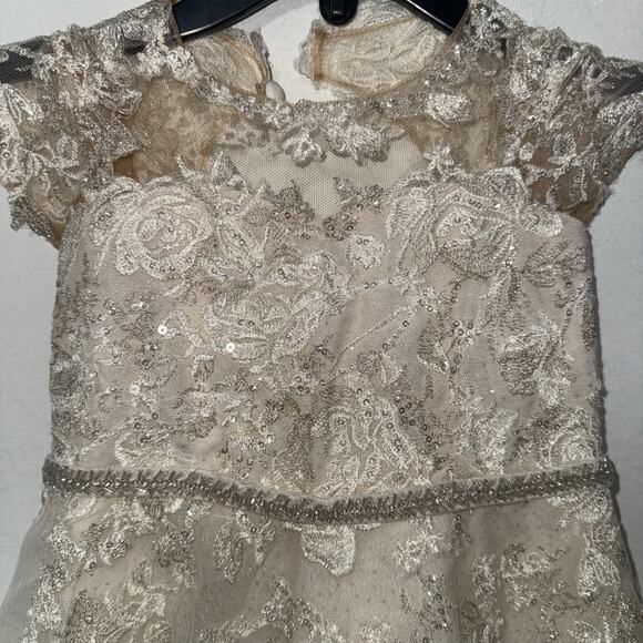 David Bridal DB Girl 2T Dress Lace Embroidered Rhinestone Beaded Wedding Formal - Picture 3 of 16